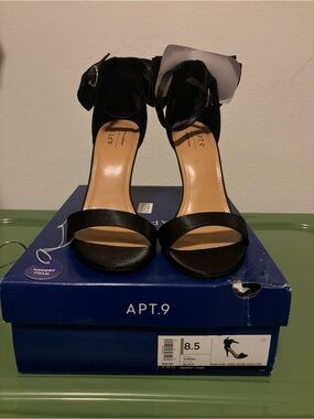 Apt. 9 Black Open-Toe Ankle-Strap Heels